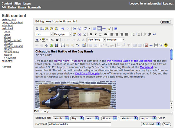 content editor screen shot
