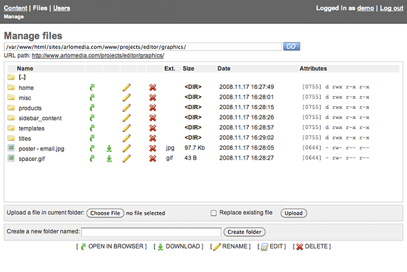 file manager interface